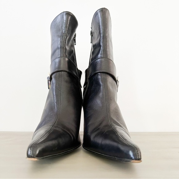 Paloma Barcelo Black Leather Colorful Heel Ankle Buckle Contemporary Boots 39 - Picture 2 of 11